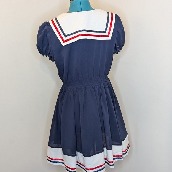 Navy Blue Schoolgirl Fuku-style Dress with Sailor Collar by MIYASH sz XL - Picture 2 of 3